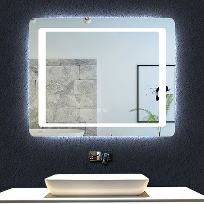 Miroir de salle de bain à 2 touches tactiles, avec fonction LED et anti-buée, modèle Standard