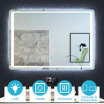Miroir de salle de bain, commutateur tactile, avec fonction LED et anti-buée, Modèle standard