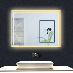 Miroir de salle de bains Lumineux NAYO L80 x H70 cm Noir - Oskab