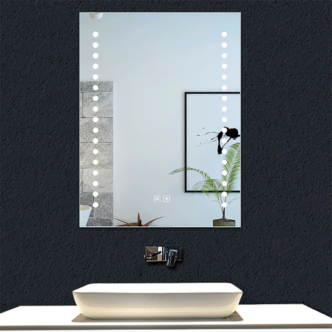 Miroir de salle de bain à 2 touches tactiles, avec fonction LED et anti-buée
