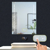 Miroir de salle de bain à 2 touches tactiles, avec fonction LED et anti-buée