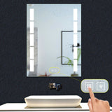 Miroir de salle de bain à 2 touches tactiles, avec fonction LED et anti-buée, Modèle Rail