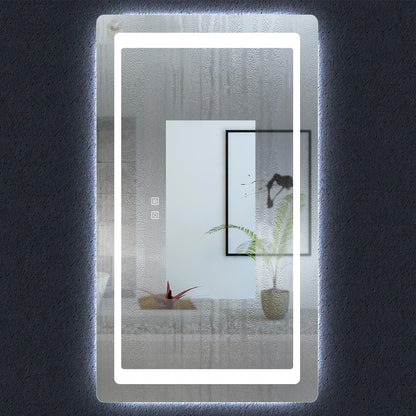 Miroir de salle de bain à 2 touches tactiles, avec fonction LED et anti-buée, modèle Standard