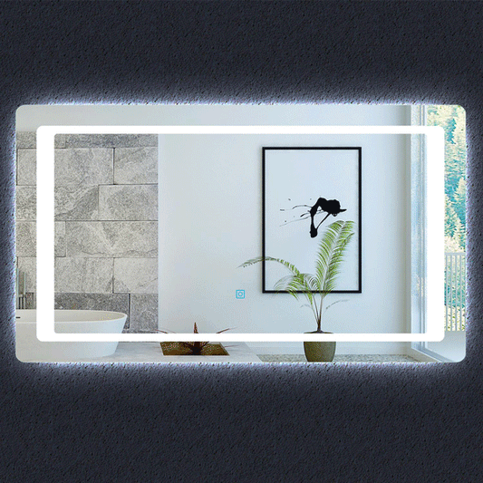Miroir de salle de bain, commutateur tactile, avec fonction LED et anti-buée, Modèle standard