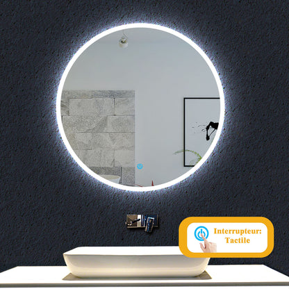 Ocean Miroir rond salle de bain anti-buée LED 60cm