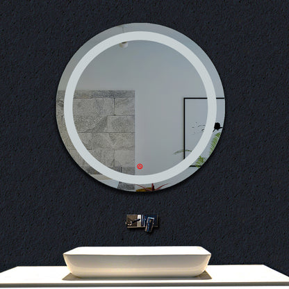Miroir de salle de bain, commutateur tactile, avec fonction LED et anti-buée // Rond