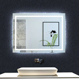 70x50cm Ocean Miroir salle de bain anti-buée LED miroir Horizantal et vertical Interrupteur mural