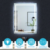 70x50cm Ocean Miroir salle de bain anti-buée LED miroir Horizantal et vertical Interrupteur mural