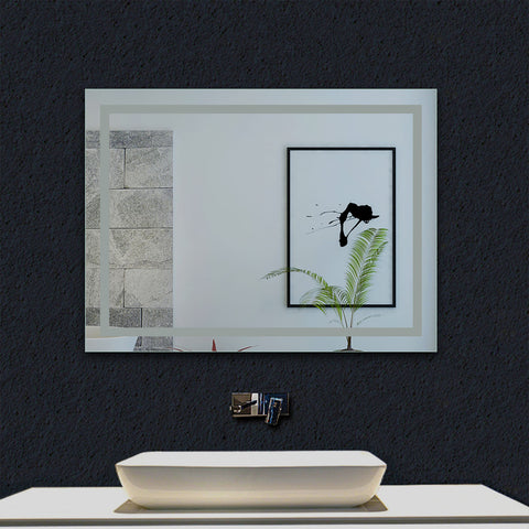 Miroir lumineux l.100 x H.70cm avec Anti-buée, Mural Miroir salle de bain -  Ocean