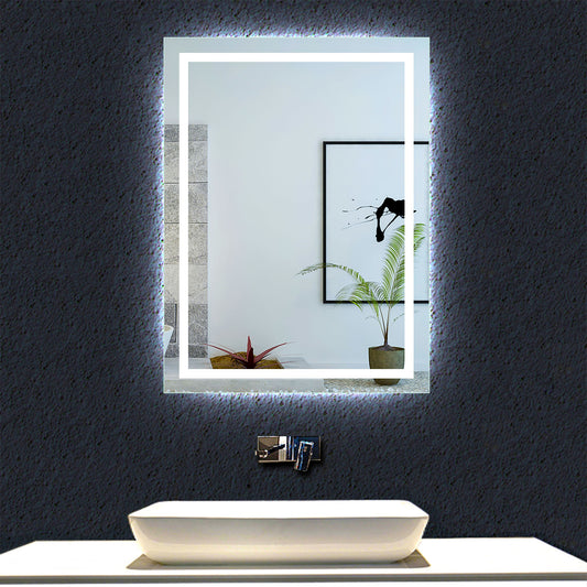 70x50cm Ocean Miroir salle de bain anti-buée LED miroir Horizantal et vertical Interrupteur mural