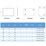 Miroir de salle de bain rectangulaire, Miroir mural biseauté 30/45/50/60/70/90cm