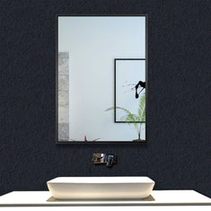 Miroir à cadre mat rond/rectangulaire en aluminium noir/or, 50/60/70/80cm