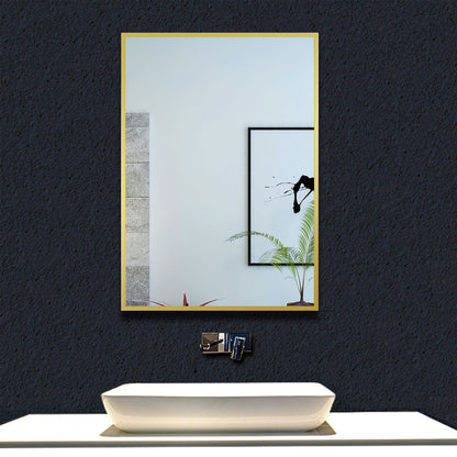 Miroir à cadre mat rond/rectangulaire en aluminium noir/or, 50/60/70/80cm