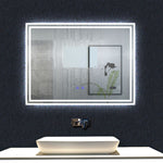 Miroir tactile antibuée LED tricolore avec Bluetooth simple et horloge, 70/80/100/120/140/160 cm