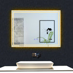 Miroir tactile antibuée LED tricolore avec Bluetooth simple et horloge, 70/80/100/120/140/160 cm