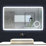 Ocean Miroir de salle de bain avec LED couleur et luminosité réglables + antibuée + Miroir grossissant + Horloge numérique