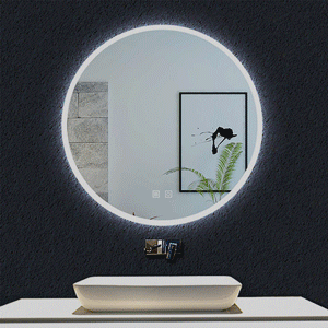 Ocean sanitaire Miroir de Salle de Bain avec Anti-buée + LED 2700K-6500K avec lumière et luminosité réglables Rond Ø60cm double interrupteur tactile