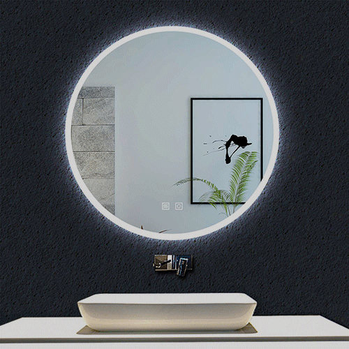 Ocean sanitaire Miroir de Salle de Bain avec Anti-buée + LED 2700K-6500K avec lumière et luminosité réglables Rond Ø60cm double interrupteur tactile