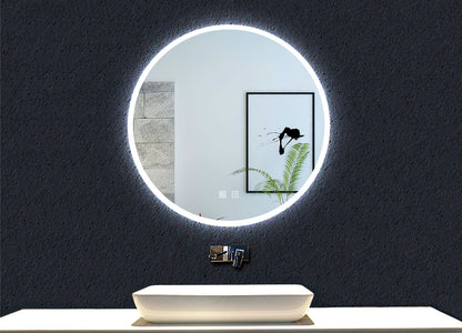 Ocean sanitaire Miroir de Salle de Bain avec Anti-buée + LED 2700K-6500K avec lumière et luminosité réglables Rond Ø60cm double interrupteur tactile
