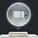 Miroir rond LED Bluetooth simple avec anti-buée et miroir de salle de bain tactile 60/70/80cm