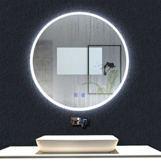 Miroir rond LED Bluetooth simple avec anti-buée et miroir de salle de bain tactile 60/70/80cm