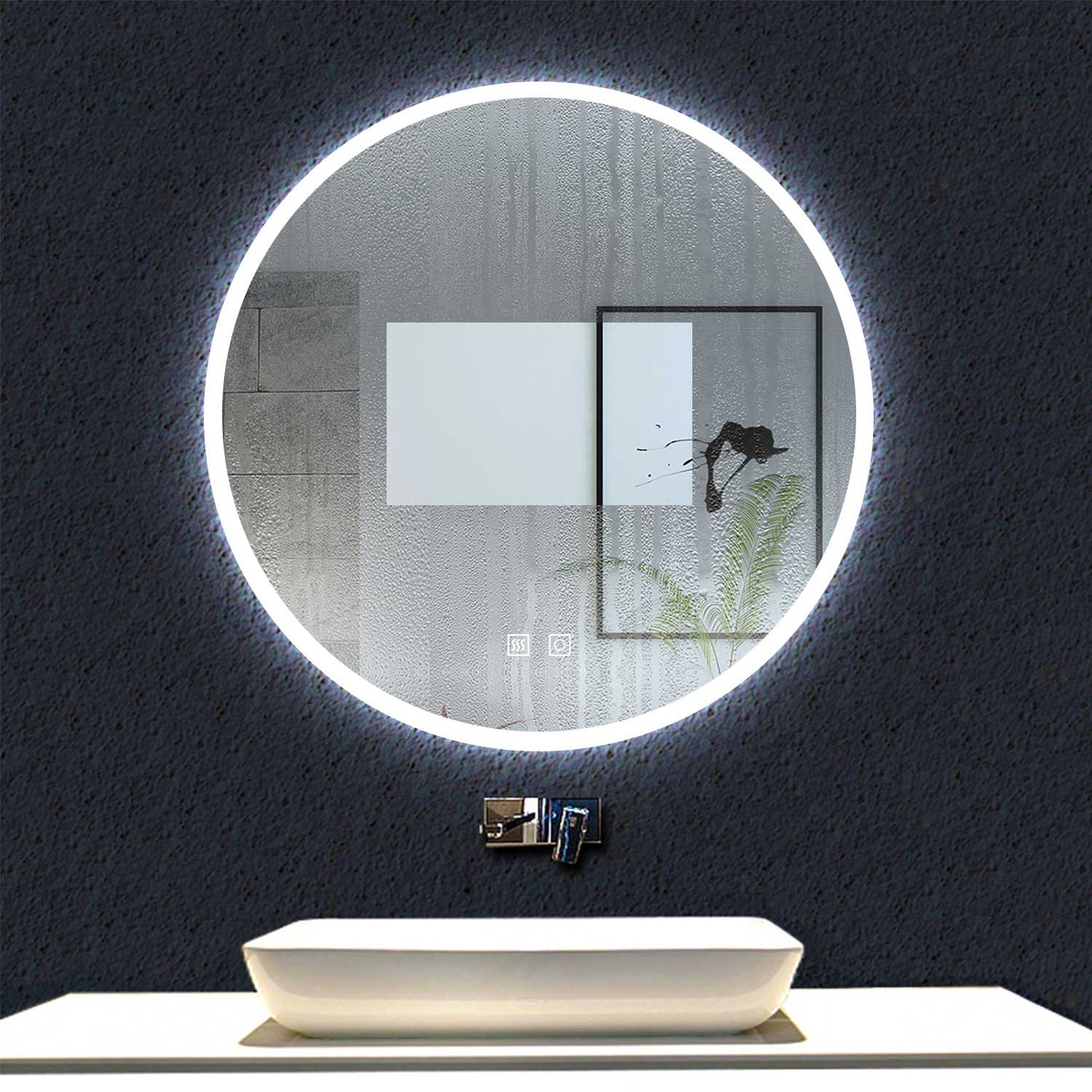 Ocean Miroir Rond Salle de Bain Anti-buée LED de 3 Couleurs