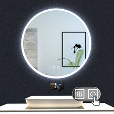 Ocean Miroir Rond Salle de Bain Anti-buée LED de 3 Couleurs