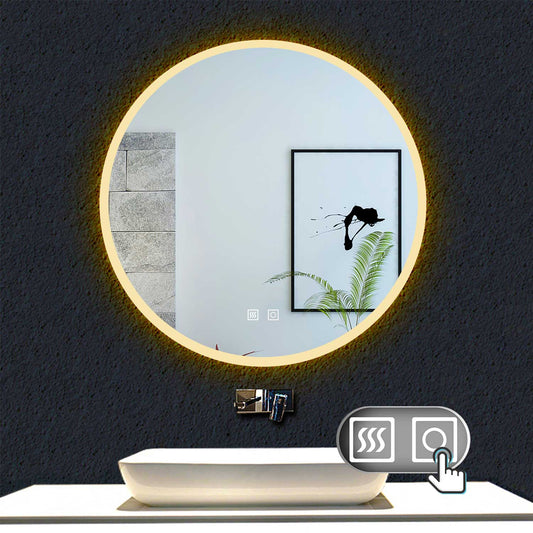 Ocean Miroir Rond Salle de Bain Anti-buée LED de 3 Couleurs