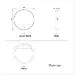 Miroir rond LED Bluetooth simple avec anti-buée et miroir de salle de bain tactile 60/70/80cm