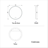 Miroir rond LED Bluetooth simple avec anti-buée et miroir de salle de bain tactile 60/70/80cm