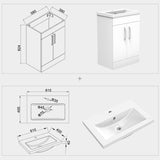 Meuble de salle de bain, sous vasque à poser, meuble de rangement MDF à 2 portes battantes/tiroirs 58cm, avec vasque intégrée