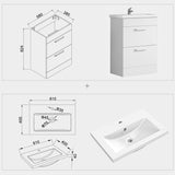 Meuble de salle de bain, sous vasque à poser, meuble de rangement MDF à 2 portes battantes/tiroirs 58cm, avec vasque intégrée