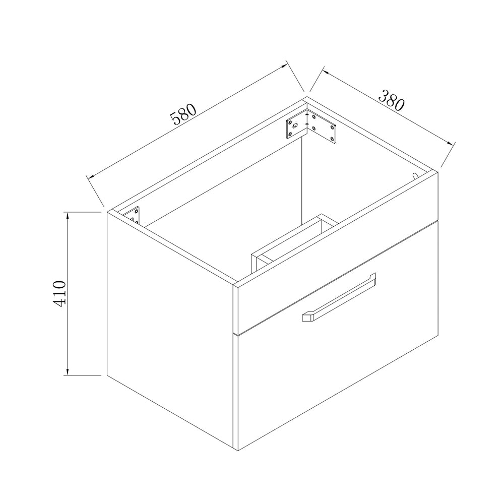 Meuble de salle de bain, sous vasque à suspendre, meuble de rangement MDF à tiroirs 60cm, avec vasque intégrée
