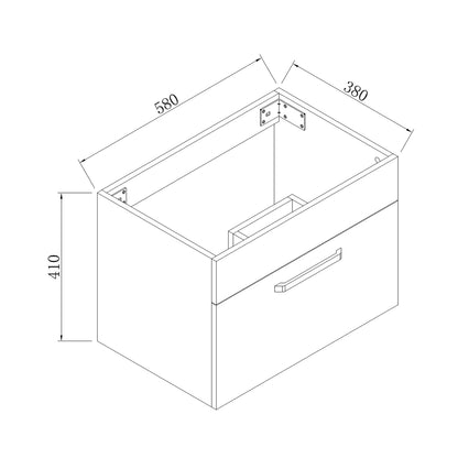 Meuble de salle de bain, sous vasque à suspendre, meuble de rangement MDF à tiroirs 60cm, avec vasque intégrée