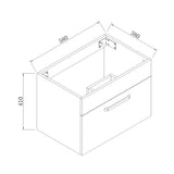 Meuble de salle de bain, sous vasque à suspendre, meuble de rangement MDF à tiroirs 60cm, avec vasque intégrée