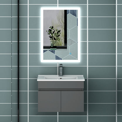 Meuble de salle de bain blanc mat sous lavabo suspendu avec deux portes et vasque en céramique