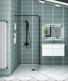 Meuble vasque suspendu avec deux portes, vasque en céramique , Meuble couleur blanc/ anthracite / couleur chêne