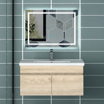 Meuble vasque suspendu avec deux portes, vasque en céramique , Meuble couleur blanc/ anthracite / couleur chêne