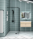 Meuble vasque suspendu avec deux portes, vasque en céramique , Meuble couleur blanc/ anthracite / couleur chêne