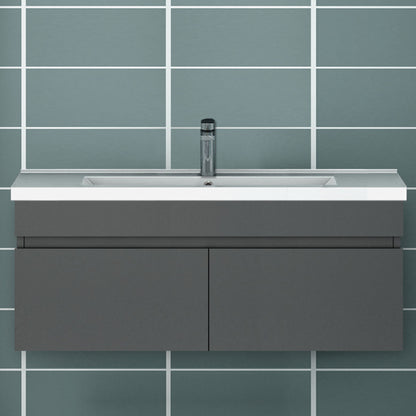 Meuble de salle de bain suspendu deux portes x  double vasques, vasque en céramique.