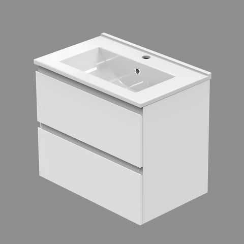 Meuble de salle de bain, sous vasque à suspendre, meuble de rangement MDF à tiroirs avec vasque intégrée, poignée incorporée 50cm 60cm