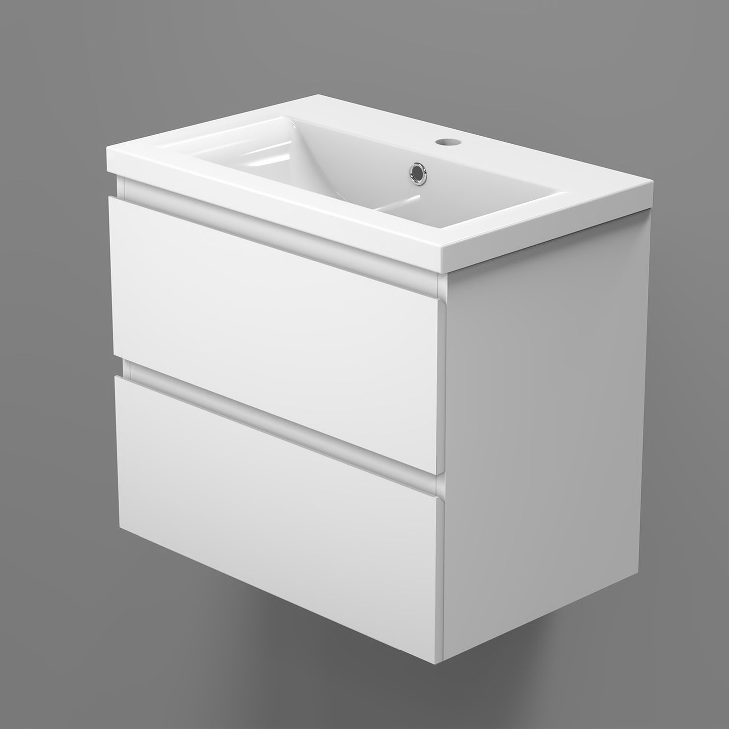 Meuble de salle de bain, sous vasque à suspendre, meuble de rangement MDF à tiroirs avec vasque intégrée, poignée incorporée 50cm 60cm