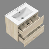 Meuble de salle de bain, sous vasque à suspendre, meuble de rangement MDF à tiroirs avec vasque intégrée, poignée incorporée 50cm 60cm