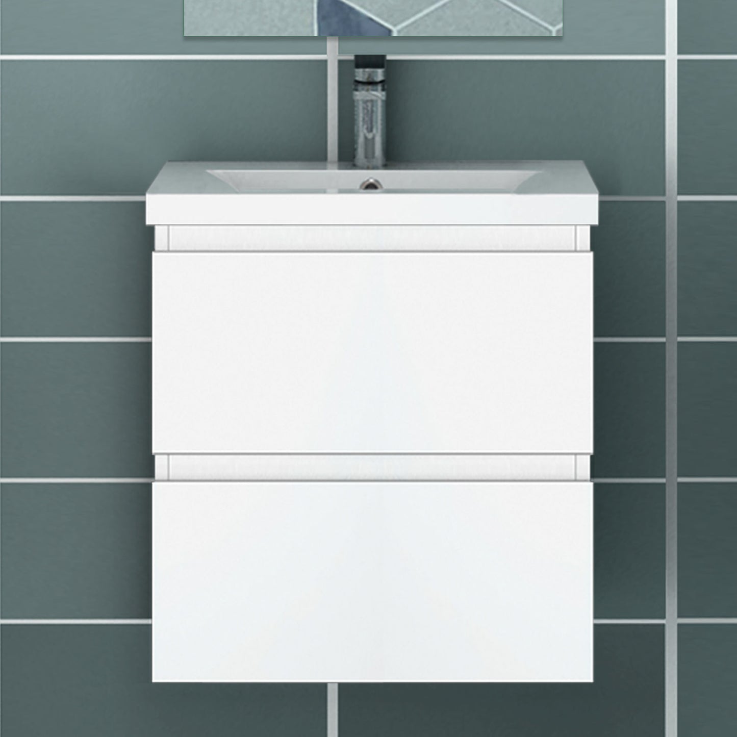 50cm Meuble  salle de bain avec deux tiroirs et vasque artificielle