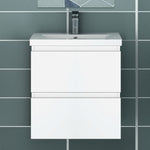 50cm Meuble  salle de bain avec deux tiroirs et vasque artificielle