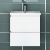 50cm Meuble  salle de bain avec deux tiroirs et vasque artificielle