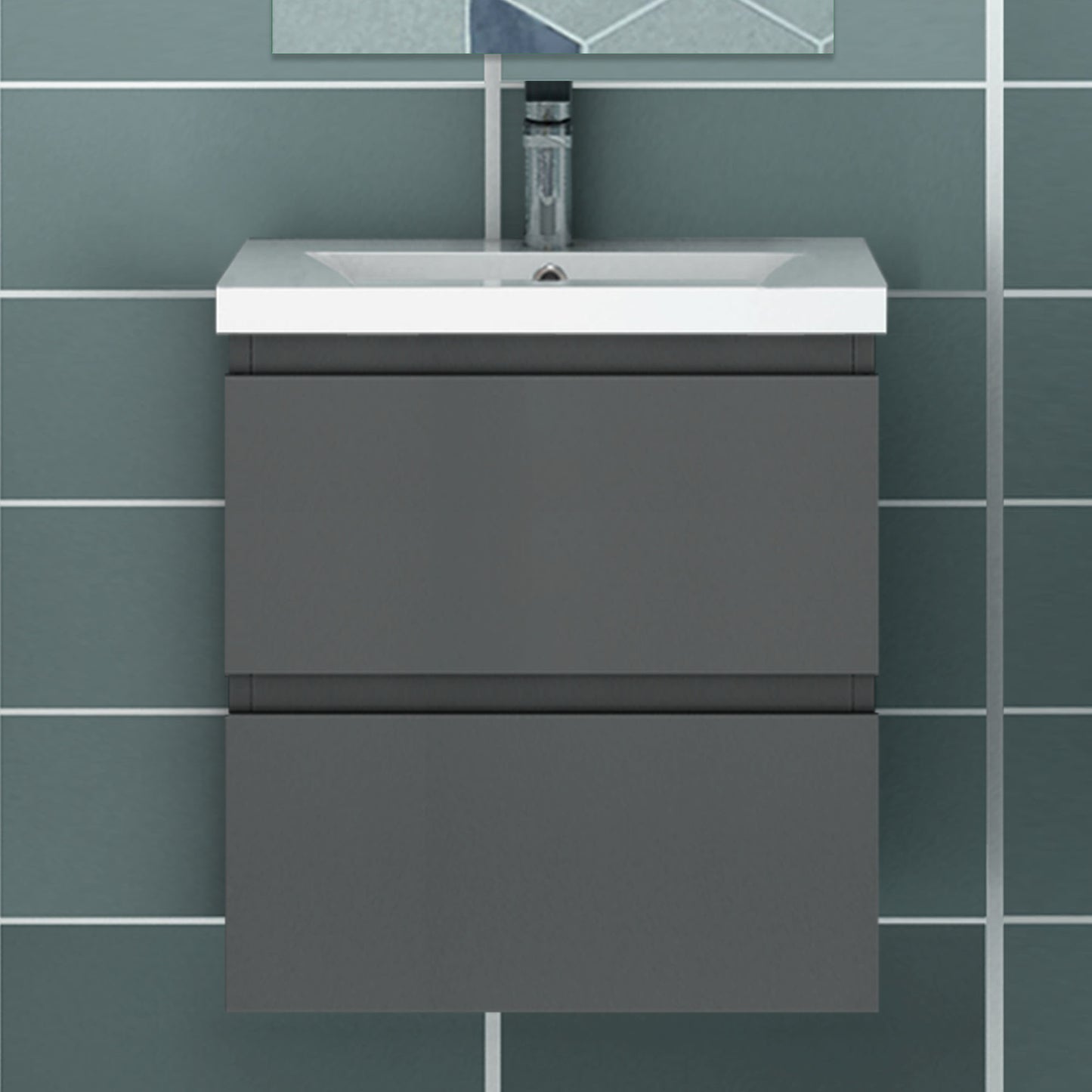 50cm Meuble  salle de bain avec deux tiroirs et vasque artificielle