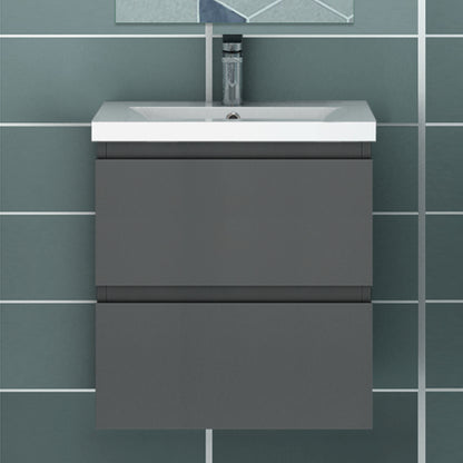 50cm Meuble  salle de bain avec deux tiroirs et vasque artificielle