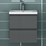 50cm Meuble  salle de bain avec deux tiroirs et vasque artificielle