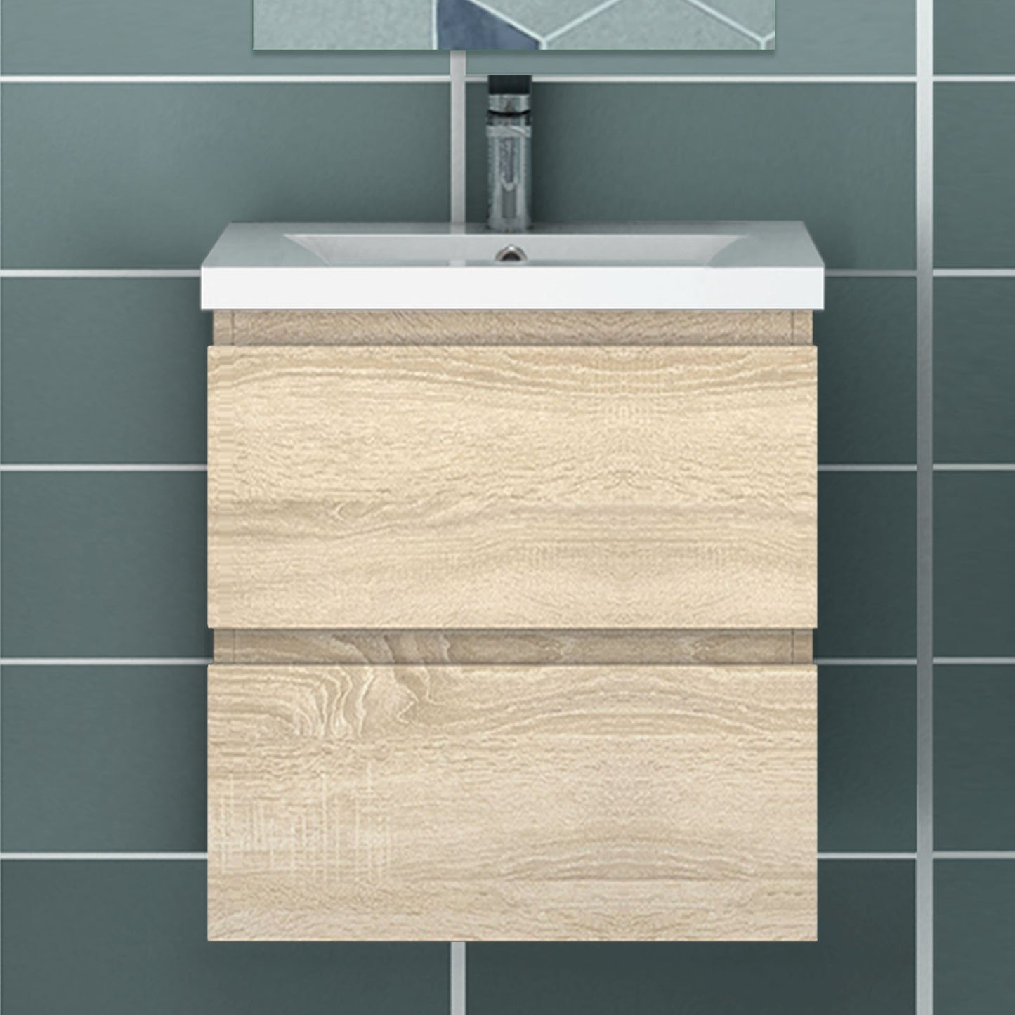 50cm Meuble  salle de bain avec deux tiroirs et vasque artificielle